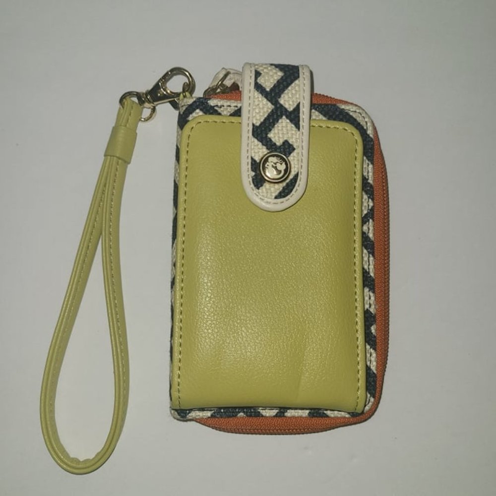 Green & Blue Chevron Spartina Leather Wristlet